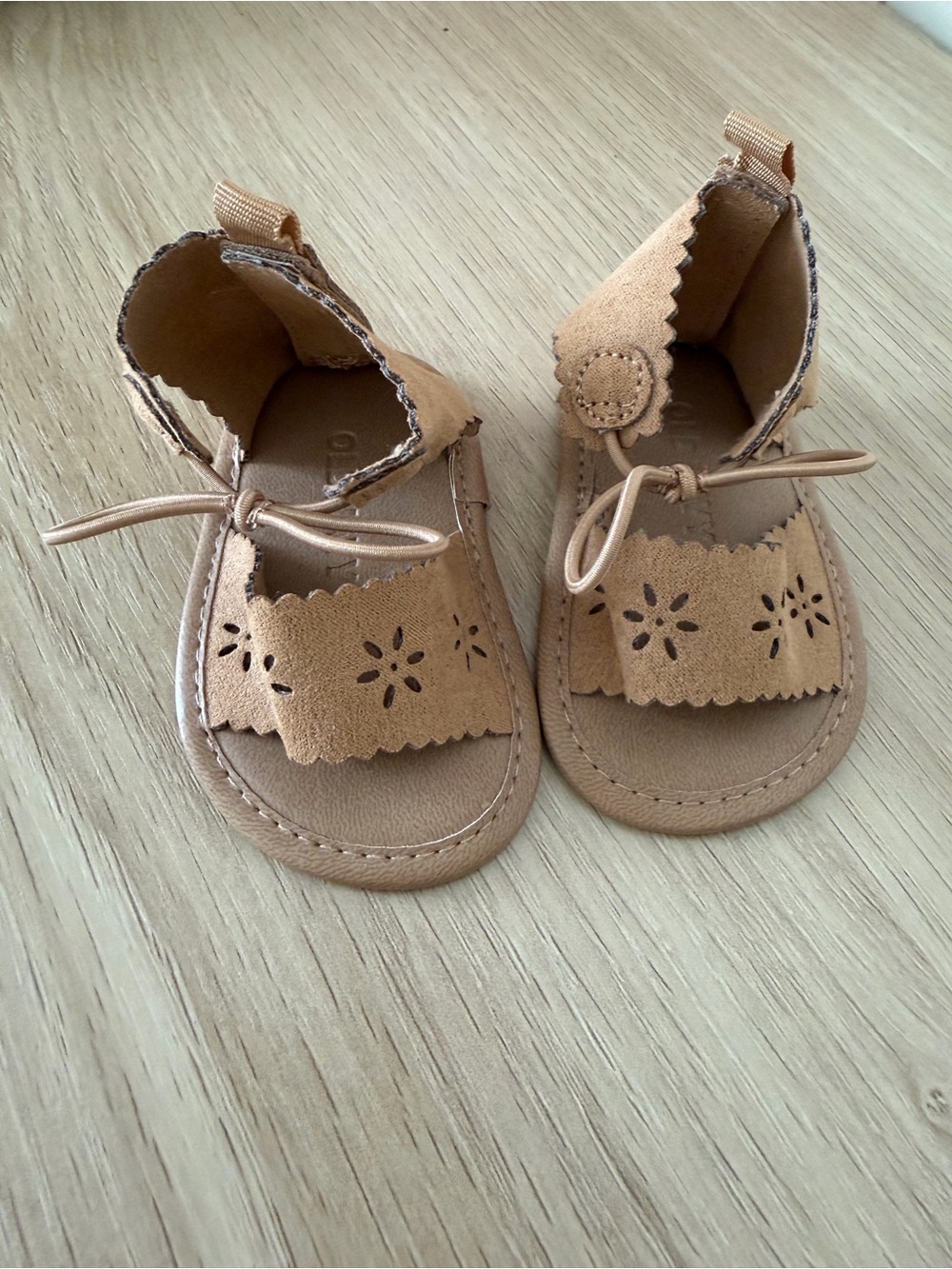 Kids Tan Floral Cutout Sandals